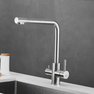 Смеситель для кухни Shevanik S868B с подключением фильтра сатин